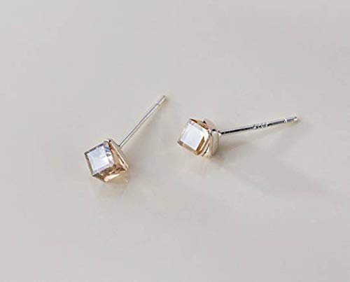 Bijoux d'oreilles argent S925 cube facetté géométrique de haute précision