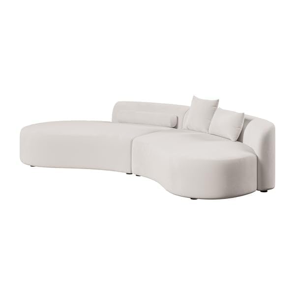 Image of Modern Classic L Shape Sectional Sofa Set, Chesterfield Style 4 Seater Sofa Set with Pillows for Living Room, Bedroom and Office, Office, and Hallway Colour (Off White)