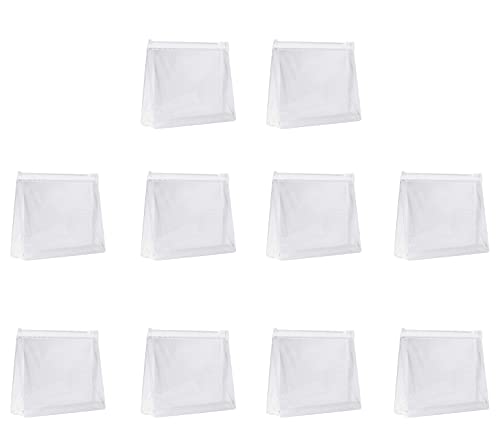 sansheng Small Clear Cosmetic Bag with Zipper,(5.9X1.38X5.1inch) Plastic Zipper Bags,Mini Clear Pouch for Toiletries and Gifting(10 Pack)