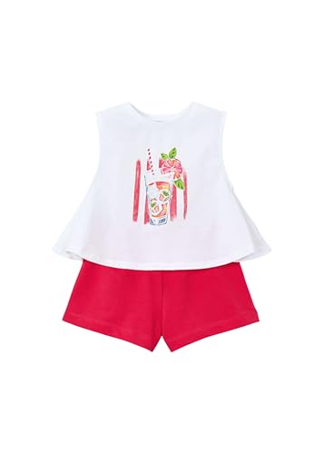 Mayoral Conjunto Niña Verano - Camiseta Blanca Sin Mangas con Estampado y Short – Ropa Infantil Cómoda y Fresca -Algodón (Persimon, 5 años)