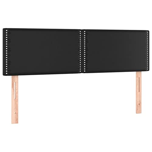 vidaXL Têtes de Lit Meubles de Chambre à Coucher Accessoires de Lit Simple Têtes de Cadre de Lit Intérieur Noir 144x5x78/88 cm Similicuir