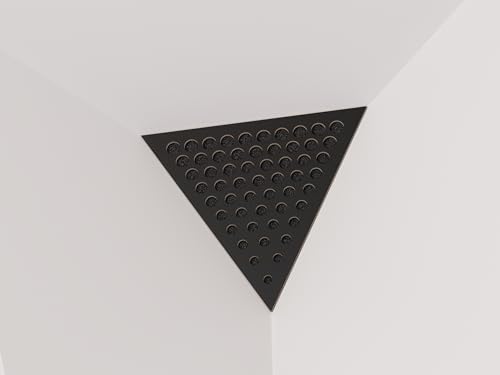(2 Pack) Trampa de Bajo para Esquina de Techo Difusa de Absorción de Sonido «Triangle-ROUNDS» Espuma Acústica con Placa Laminada Perforada HDF | 42x42x42cm | Pirámide Triangular | Color: (ROUNDS, Negro) miniatura 1