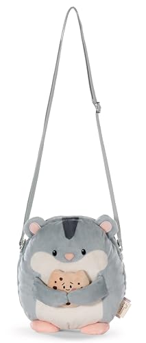 Bolso bandolera mymochi Hámster Shai de 16 x 17 cm, gris,