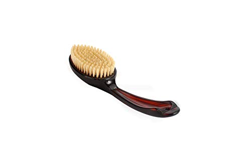 Bass Brushes | Esthetician Grade Bath & Body Brush | 100% Natural Bristle FIRM | High Polish Acrylic Handle | Oval Style | Tortoise Shell Finish | Model 75
