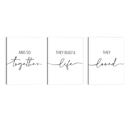 And So Together They Built A Life They Loved Wall Decor 12"x16" Set of 3 Large Above Bed Framed Farmhouse for Bedroom Living Room Over Bed Wall Art Modern Minimalist Home Decor Sign 12"×16"