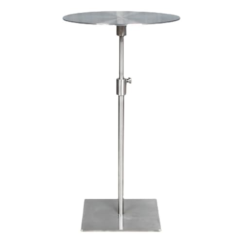 JINGSHIQIAOPL Barra Bar Redonda de Altura Ajustable de 50 a 70 cm, Mesa Pequeña Cocina Redonda de Acero Inoxidable para Dormitorio, Balcón, Sofá, Cama, Espacios Pequeños y Bar(Silver,35x35cm/14x14in)