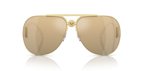 Versace Unisex Sunglasses Gold Frame, Clear Mirror Real Yellow Gold Lenses, 63MM3