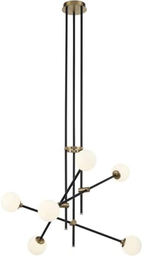 George Kovacs P8155-681 Cosmet Six Light Chandelier, Coal And Aged Brass