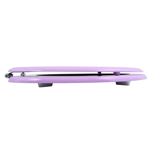 MSV - Abattant WC MDF CLÉO - Charnières INOX - Shiny - Ø 370 x 450 mm - Couleur Rose Clair - Élégance et Confort pour Salle de Bain - Installation et Nettoyage...