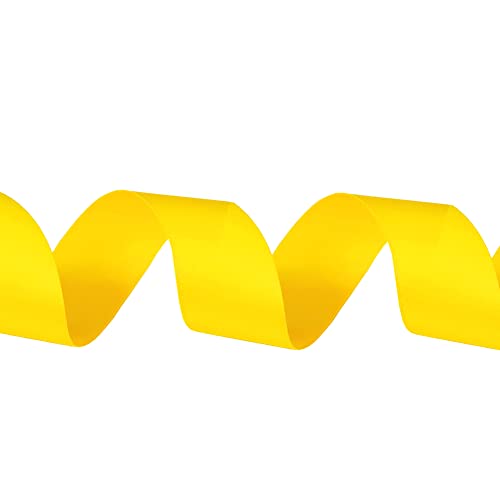 Image of Solid Color Double Faced Yellow Satin Ribbon 2 inch X 25 Yards, Ribbons Perfect for Crafts, Wedding Decor, Bow Making, Sewing, Gift Package Wrapping and More