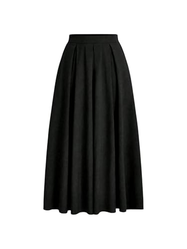 GORGLITTER Women's Flowy Maxi Skirt Pleated High Waist A Line Long Skirts Work Business Trendy Outfits 2025