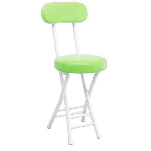 Tabouret de bar pliable compact avec dossier rembourré vert et stable - 2