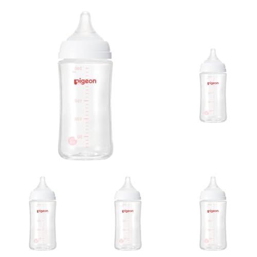PIGEON ピジョン 母乳実感 哺乳びん 240ml 3ヵ月頃~ 早く冷める耐熱ガラス製 キズがつきにくく衛生的 (× 5)の商品画像（Amazon）