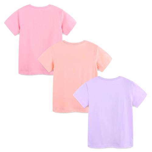 Toddler Girls Short Sleeve T-Shirt 100% Cotton Crew Neck Top Holiday Sweatshirt 3 Pack2