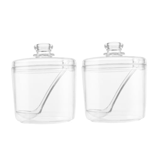 FUNOMOCYA 2pcs Spice Jar Fermenting Kitchen Condiment Bottles Sugar Condiment Jars with Spoons Salt Container Storage Boxes with Lids Seasoning Jar Pot Shakers Acrylic Plastic Transparent
