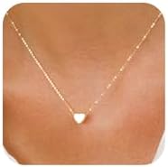 BAYLAY Gold Heart Necklace for Women Girls, 18K Gold/Silver Plated Cute Heart Pendant Charm Necklace Dainty Gold Heart Necklace Gold Jewelry Christmas Gifts for Women Teen