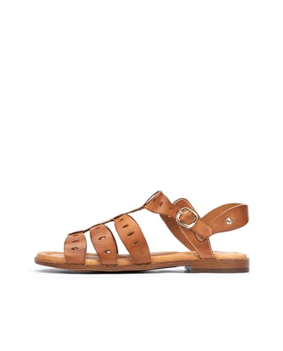 Sandales Plates Femme Pikolinos ALGAR W0X-0747 en cuir véritable marron