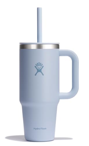 Image of Hydro Flask 24 Oz Travel Tumbler with Handle, Lid and Straw - Insulated Stainless Steel in 24 Oz Surf Blue