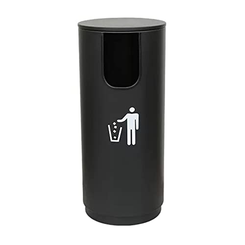 Modern Metal Trash Can with Lid - Outdoor/Indoor Garbage Bin, U-Shaped Opening Waste Container for Home & Commercial Use, Durable Cylindrical Design, Efficient Waste Management