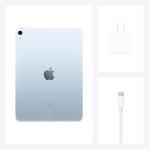 Image of Apple iPad Air (10.9-inch, Wi-Fi + Cellular, 64GB) - Sky Blue (Model, 4th Generation) (Renewed)