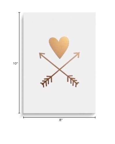 Lucy Darling Gold Heart and Arrows Wall Decor, White Print, 8" x 10"