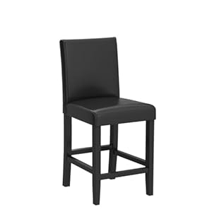 GOTMINSI Set of 2 Classic 24 Inches Counter Height Stools Upholstered Bar Stools with Solid Wood Legs and Black Leather Counter Stool(PU Black) GOTMINSI Set of 2 Classic 24 Inches Counter Height Stools Upholstered Bar Stools with Solid Wood Legs and Black Leather Counter StoolPU Black