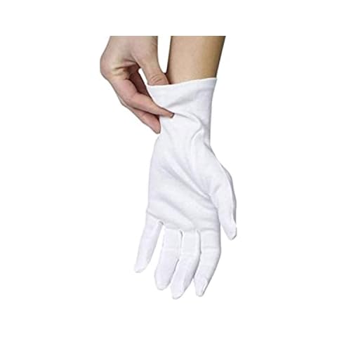 ANSMIO 2 Pairs Cotton Gloves, White Gloves for Dry Hands, Cotton Gloves for Sleeping, Moisturizing Night Gloves, White Gloves 100% Cotton, Size M (2 Pairs) Cover