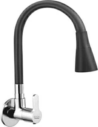 Spazio Fusion Flexo SmartBuy Flexible Sink Faucet - Flxo Play (with 360 Degree Flexible Silicon Hose & Dual Flow Pattern) Hot/Cold Water Tap with Wall Flange Kitchen Mixer Faucet