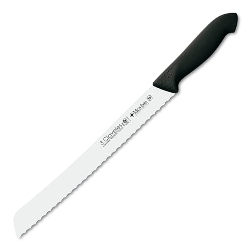 3 Claveles Proflex - Cuchillo panero 25 cm, acero inoxidable, negro