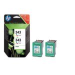 HP 343 2-pack Tri-color Inkjet Print Cartridges Original Cyan, Magenta, Jaune Multipack 2 pièce(s) - Cartouches d'encre (Original, Encre à pigments, Cyan, Magenta, Jaune, HP Photosmart 8450, 8150, 2710, 2610, 375 & 325 Printers, HP Officejet 7410, 7310 &