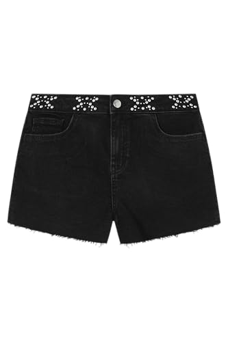 Springfield Shorts Vaqueros para Mujer con Adornos metálicos en la Cintura, Colección Culpables, Negro, 38