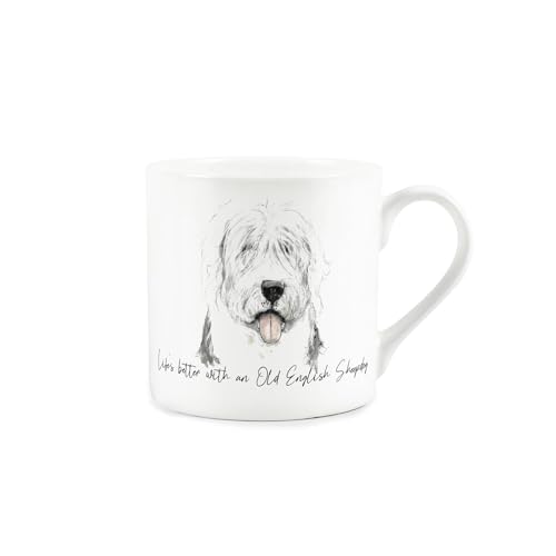Purely Home Old English Sheepdog Mug - Lifes Better with an Old English Sheepdog Bone China White Mug - Tea/Coffee Gift for Dog Lovers