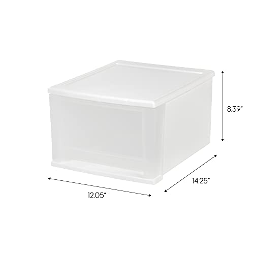 Iris Usa 17 Qt. Plastic Stackable Storage Drawers, Medium, 4 Pack, Multi-Purpose Bins For Bedroom, Bathroom, Closet, Dorm, Craft Room, Garage, Nursery, Office, Under Sink, White #TOP1