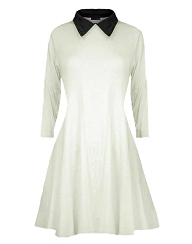 Gum & Berries Girls Collar Swing Dress Long Sleeves Flare Franki A Line Midi Skater Dresses Kids Uniform Top Cream 11-12 Years