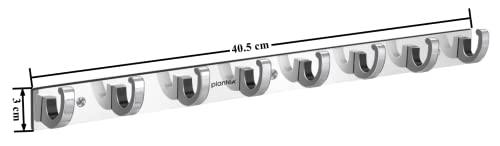 Image of Plantex Aluminium Hook Rail for Bathroom /Cloth and Towel Hanger for Wall /Hook Rail Bar for Clothes - Pack of 2 (8 Pin, Chrome)