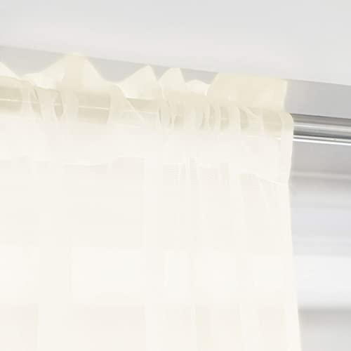 Image of Window Beige Sheer Curtains 60 Inches Width 84 Inches Long 2 Panels Sheer Curtains Clear Curtains Basic Rod Pocket Panel for Home / Living Room / Bedroom / Kids Room