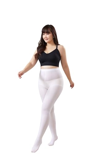 Image of MOOCHI 2 Pairs Women's Plus Size Opaque Tights Control Top High Waist Ultra Soft Elastic