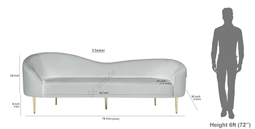 Image of Rosewood Luxury Curved Sofa in Premium Boucle Fabric | Solid Wood Structure | High Density Foam | Sturdy Golden Legs | Comfortable & Stylish Couch for Modern Living Room (Cream, 3 Seater)