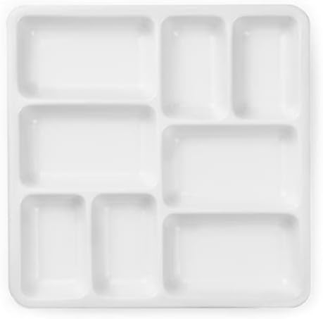 MEEDEN 8-Well Ceramic Artist Paint Palette, Rectangle Porcelain Watercolor Palette, White Ceramic Mixing Tray for Gouache Painting, Oil Painting, Acrylic Painting & Tempera Painting, 19×19×2.3cm