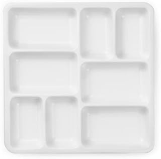 MEEDEN 8-Well Ceramic Artist Paint Palette, Rectangle Porcelain Watercolor Palette, White Ceramic Mixing Tray for Gouache Painting, Oil Painting, Acrylic Painting & Tempera Painting, 19×19×2.3cm