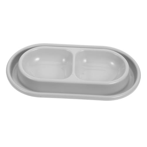 HOLIDYOYO Pet Feeding Double Bowls Set Space Saving Cat Food Holder Water Feeder for Dogs and Cats Deep Water Moat Design Sleek Finish for Spaces