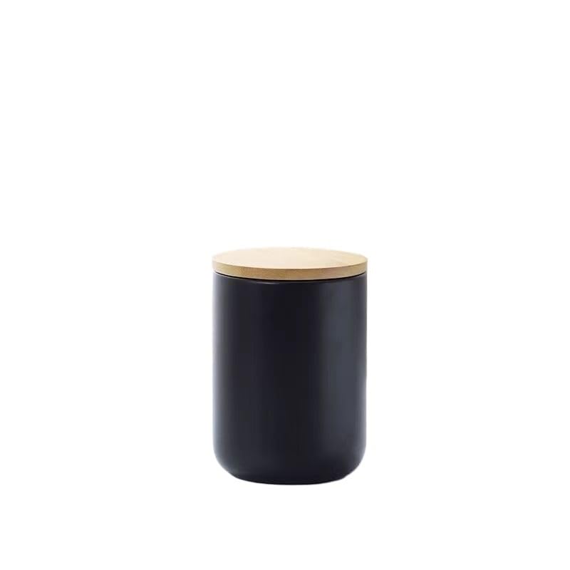 Gewürzdosen, Vorratsdosen for die Küche, Keramik-Vorratsdose for Lebensmittel, weißer Küchenkanister mit luftdichtem Deckel, Frischhaltedosen for Tee, Kaffee, nützlicher Behälter(Black,10.3 * 18.2cm)