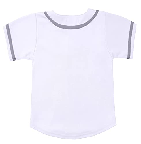 Babyhealthy FBAZF-FQ03039-WHITE-4T Boys Baseball Jersey Blank Kids Button Down T Shirt Plain Hipster Hip Hop Short Sleeve thumb #1