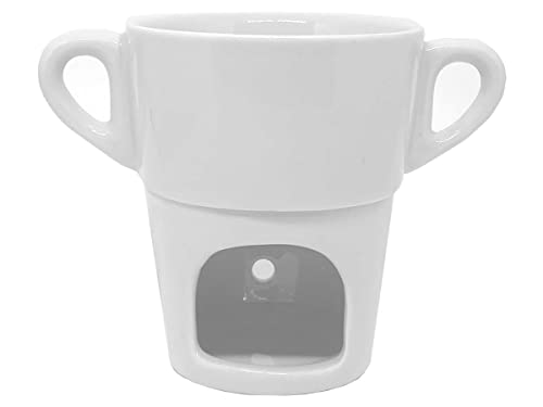 Kit 1 Fondue Individual Caneca Porcelana Branca 250ml (acompanha brinde)