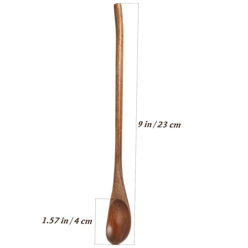 Cuillères en bois à long manche petite taille pour miel dessert et café - 3