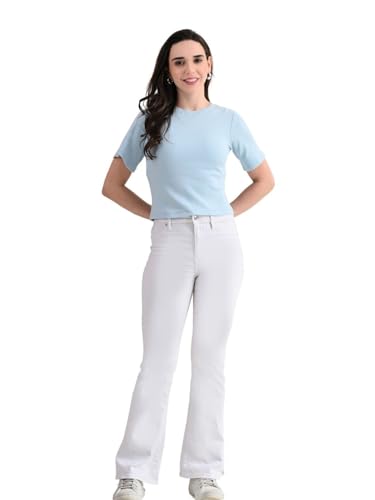 Image of Women's Cotton Ribbed Oversized Round Neck Half Sleeve Crop T-Shirt - Soft, Comfortable & Stylish Casual Top,(SkyBlue XXL)