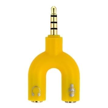 Image of FENTICO 3.5mm Stereo TRS Female Jack to Headphone Microphone Splitter Converter Adaptor (Specially Designed for Mobile and Tablet Only), Colour -Yellow