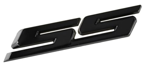 Image of MMUNNA 2pcs SS Emblems Metal 3D Side Trunk Badge Decal Sticker Logo Replacement for Camaro SS Series Truck (Black)