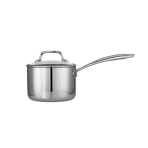 Image of Tramontina Tri-Ply Clad Stainless Steel 2-Quart Small Sauce Pan with Glass Lid, Induction-Ready, Dishwasher-Safe, NSF-Certified