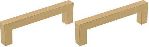 Image of Amerock | Cabinet Pull | Champagne Bronze | 3-3 /4 inch (96 mm) Center-to-Center | Monument | 2 Pack | Drawer Pull | Cabinet Handle | Cabinet Hardware